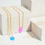 Wholesale gold Dipped Necklace Glitter Resin Palm Charm Gold Dipped Adjustable L