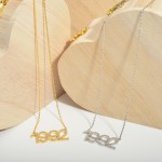 Wholesale white Gold Dipped Birth Year Necklace CZ Accents White Gold Dipped Adj