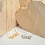 Wholesale gold Dipped Birth Year Necklace CZ Accents Gold Dipped Adjustable Leng