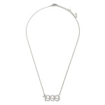 Wholesale white Gold Dipped Birth Year Necklace CZ Accents White Gold Dipped Adj