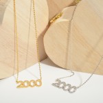 Gold Dipped 2000 Birth Year Necklace Featuring CZ Accents.

- Gold Dipped
- Adjustable Lengths: 15.5", 16.5", and 17.5"