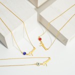 Wholesale gold Dipped Evil Eye Necklace says Mama Gold Dipped Adjustable Lengths