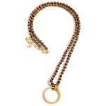 Wholesale long Wooden Bead Necklace Gold Hoop Pendant Long Extender Long