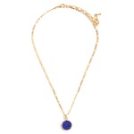 Wholesale simple Gold Brass Chain Necklace Natural Stone Pendant Long Extender L