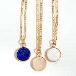 Wholesale simple Gold Brass Chain Necklace Natural Stone Pendant Long Extender L