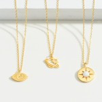 Wholesale petite Gold Dipped Necklace Moon Charm Rhinestone Accents