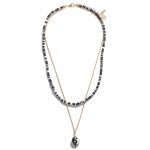 Heishi Bead And Gold Chain Layered Necklace With Yin-Yang Pendant

- Approximately 14"- 18" Length
- 3" Extender