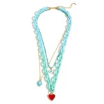 Wholesale acrylic Chain Link Layered Necklace Hamsa Hand Heart Charms Extender