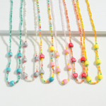 Multi Colored Beaded Necklace With Heart Accents 

- Approximately 16" Length
- 3" Extender