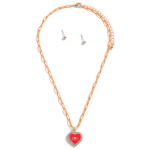 Wholesale colored Chain Link Necklace Evil Eye Heart Pendant Rhinestone Accents