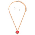 Wholesale colored Chain Link Necklace Evil Eye Heart Pendant Rhinestone Accents