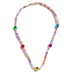 Multi Colored Short Heishi Bead Necklace With Yin-Yang Bead Accents

- Approximately 14" Length
- 3" Extender