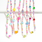 Wholesale multi Colored Short Heishi Bead Necklace Yin Yang Bead Accents Extende