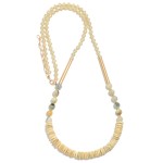 Wholesale long Beaded Necklace Gold Tube Wooden Bead Accents Extender