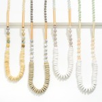 Wholesale long Beaded Necklace Gold Tube Wooden Bead Accents Extender