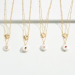 Wholesale gold Layered Necklaces Heart Charm Freshwater Pearl Pendant Rhinestone