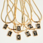 Wholesale gold Herringbone Chain Necklace Letter L Initial Charm Long Extender L