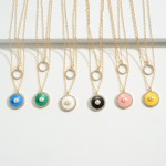 Wholesale gold Layered Necklace Pearl Rhinestone Accents Enameled Circle Pendant