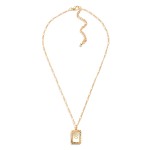 Wholesale gold Figaro Chain Necklace Mother Pearl Initial Charm