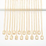 Wholesale gold Figaro Chain Necklace Mother Pearl Initial Charm