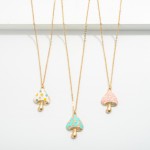 Wholesale gold Enameled Mushroom Charm Necklace Extender