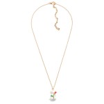 Short Gold Tone Necklace Featuring Candy Bear Charm With Rhinestone Accents and Enamel Rose

- Approximately 16" Length
- 3" Extender