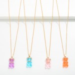 Wholesale short Gold Necklace Candy Bear Charm Rhinestone Accents Extender