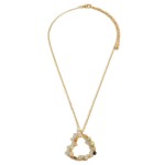 Wholesale gold Chain Link Necklace Heart Pendant Semi Precious Natural Stones Lo