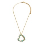 Wholesale gold Chain Link Necklace Heart Pendant Semi Precious Natural Stones Lo