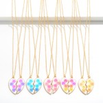 Wholesale two Piece Kids BFF Heart Necklace Set Flower Accents Long Extender Lon