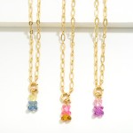 Chain Link Necklace Featuring Candy Bear Charm

- Approximately 16" Long