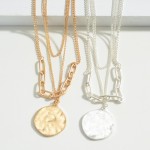 Wholesale three Piece Layered Necklace Set Disc Pendant