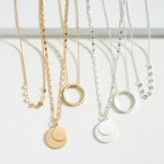 Wholesale three Piece Layered Necklaces O Ring Disc Charms Extender