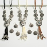 Wholesale long Leather Necklace Western Accents Matching Western Drop Earrings L