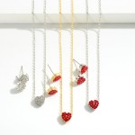 Wholesale rhinestone Heart Stud Earring Necklace Set