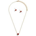 Wholesale rhinestone Heart Stud Earring Necklace Set