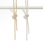 Wholesale long Heart Rhinestone Lariat Necklace