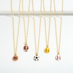 Wholesale petite Gold Softball Charm Necklace