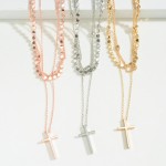 Wholesale layered Chain Link Necklace Cross Charm Long Extender Long