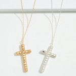 Wholesale long Petite Chain Link Necklace Metal Bead Encased Cross Pendant L Ext