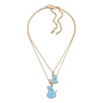 Matching Mother and Daughter Chain Link Necklace Set Featuring 'Mama' and 'Mini' Light Blue Enamel Cat Charms

- Kid's Necklace Approximately 14" Length
- Mother's Necklace Approximately 16" Length
- Both 3" Extenders