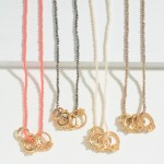 Wholesale chain Link Beaded Necklace Four Rounded Gold Charms