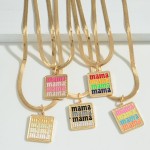 Wholesale gold Snake Chain Necklace Enameled Mama Pendant L Extender L