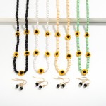 Wholesale sunflower Beaded Necklace Earring Set Necklace L Extender L Earrings L