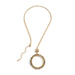 Wholesale long Gold Necklace Natural Stone Circle Pendant L Extender L