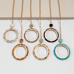 Wholesale long Gold Necklace Natural Stone Circle Pendant L Extender L