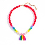 Wholesale multi colored Kids Beaded Necklace Rainbow Charm L Extender L