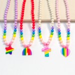 Wholesale multi colored Kids Beaded Necklace Rainbow Charm L Extender L