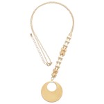 Wholesale long Chain necklace flat gold beads large circular pendant Ivory color