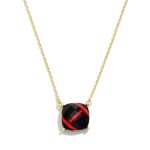 Chain Link Necklace Featuring Rhinestone Black And Red Football Pendant 

- Approximately 14" L
- Extender 2" L
- Pendant Approximately 0.5" Diameter 